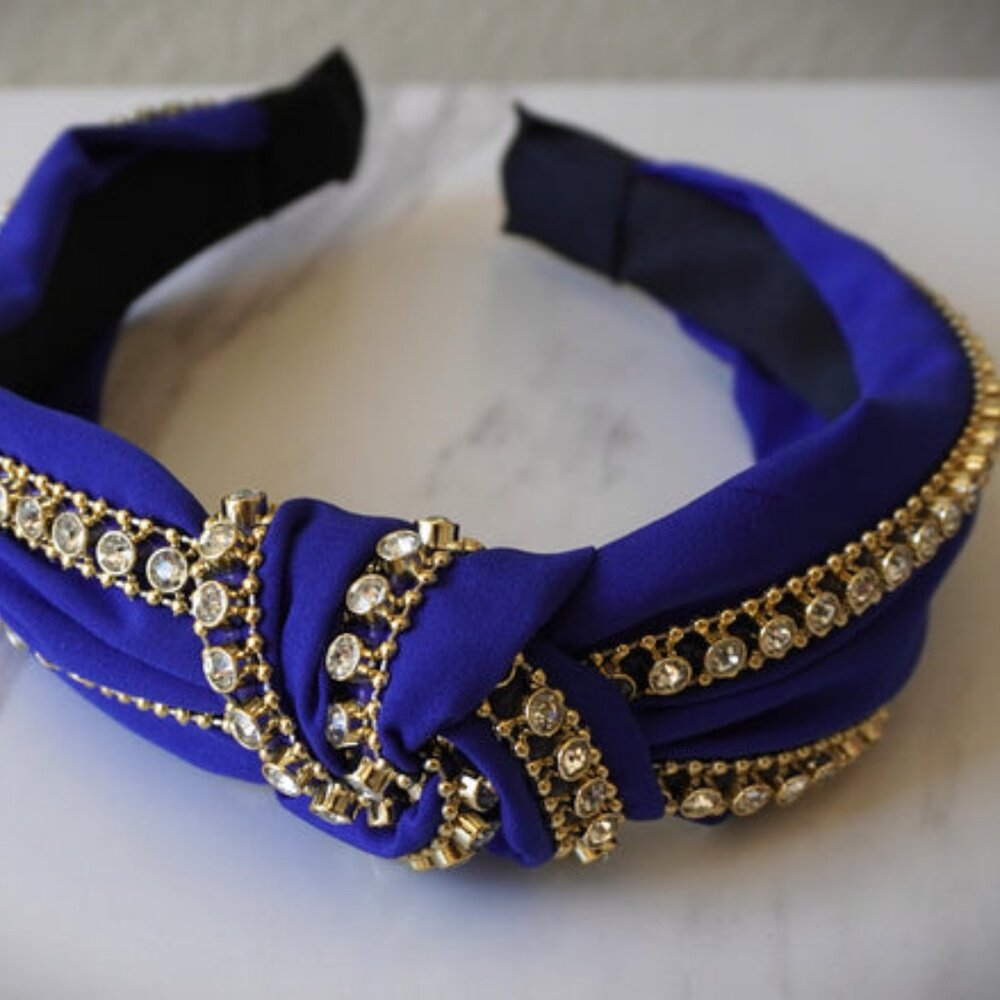Rhinestone Knotted Headband Sparkle Rhinestone Chain Top Knot Headband for Women